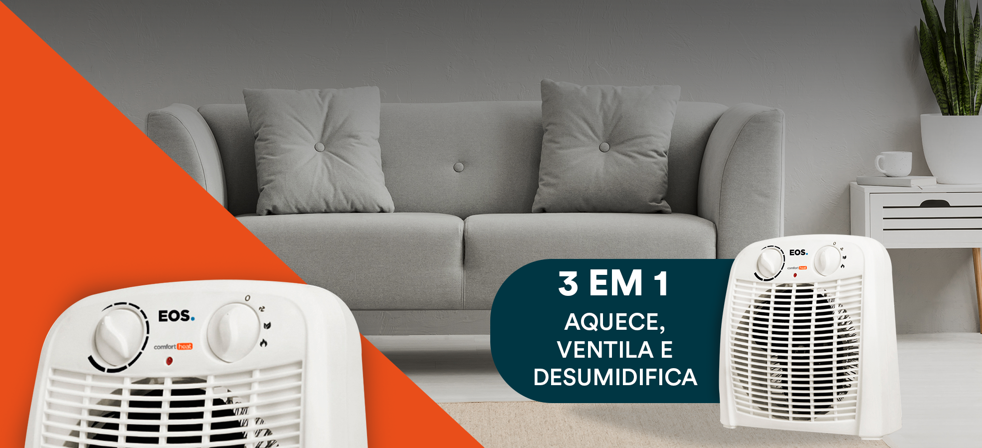 Aquecedor Elétrico EOS 3 em 1 Comfort Heat 1500W EAQ01V
