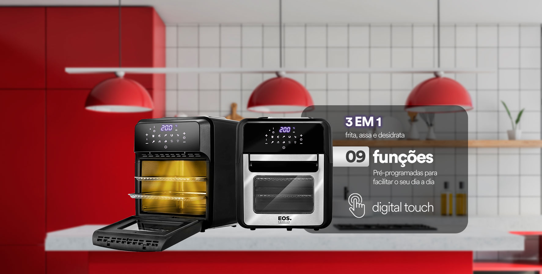 Fritadeira Air Fryer EOS 12L Sem Óleo Premium Digital Touch EAF12I / EAF12T