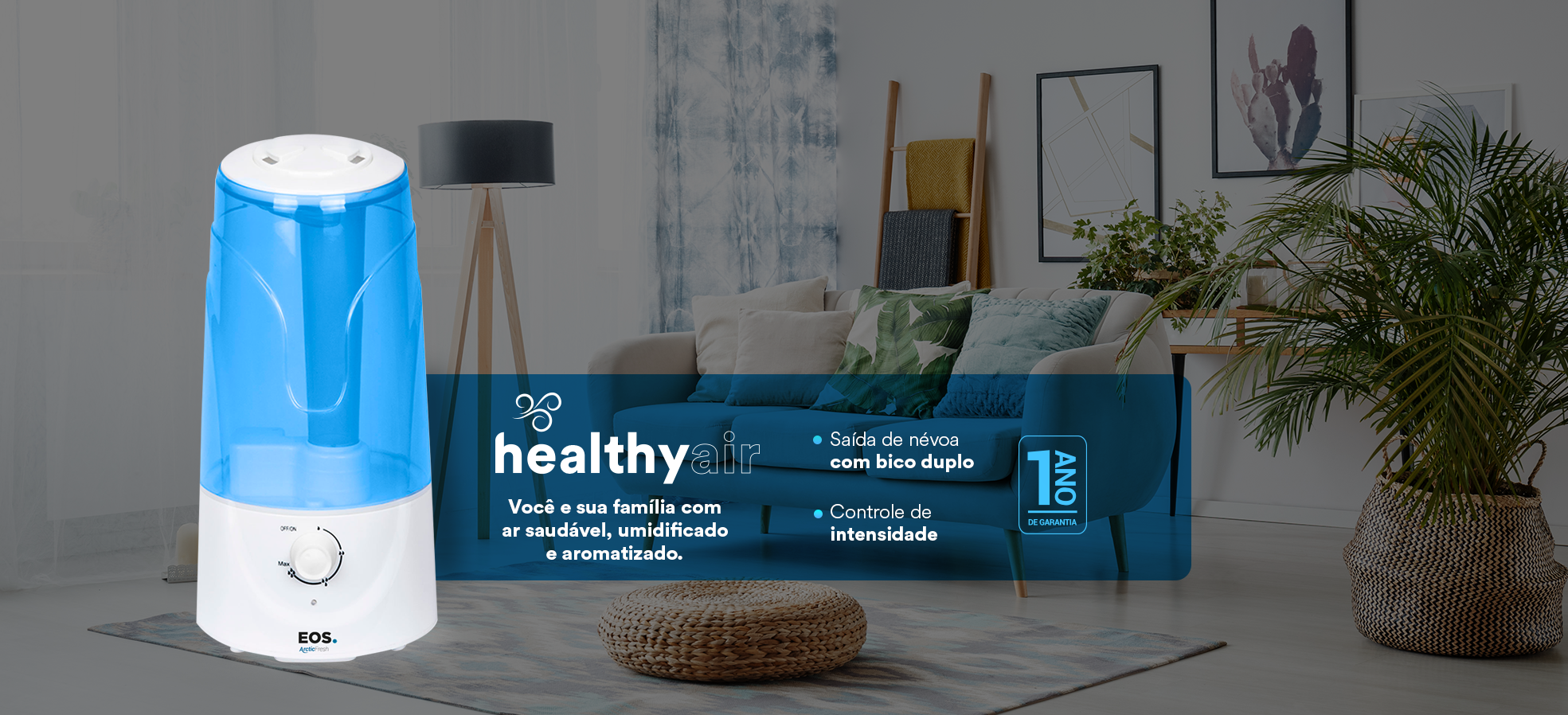 Umidificador e Aromatizador de Ar Ultrassônico EOS Arctic Fresh 3L 25W Azul EUM02A Bivolt