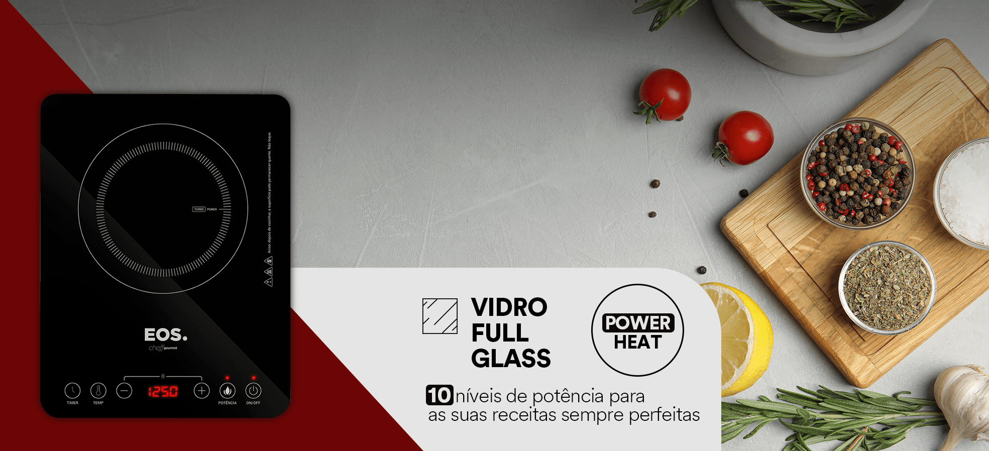 Cooktop de Indução Portátil EOS Cheff Gourmet ECI01PP