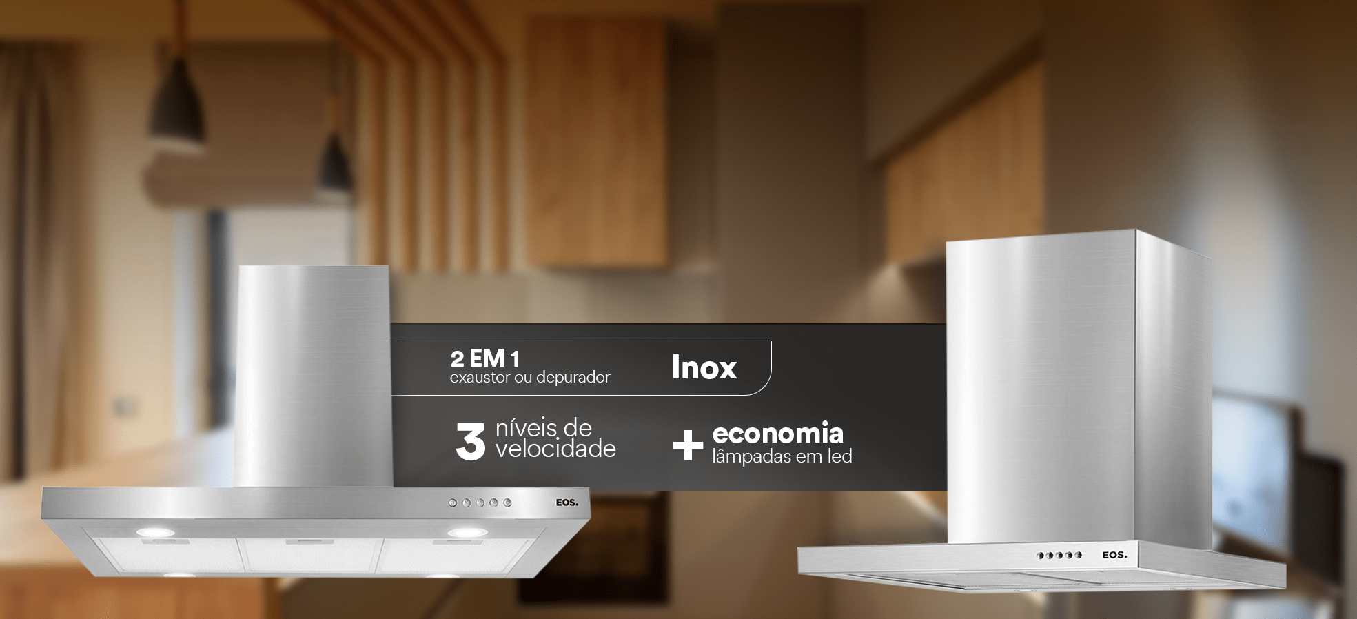 Coifa e Depurador de Parede EOS Cheff Gourmet Inox ECO60PT e ECO90PT