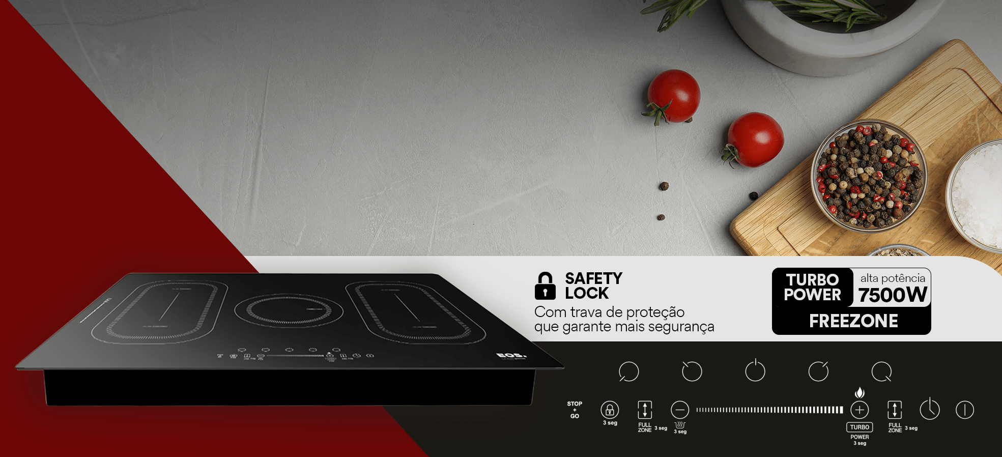 Cooktop de Indução 5 Bocas EOS Freezone ECI05EPF