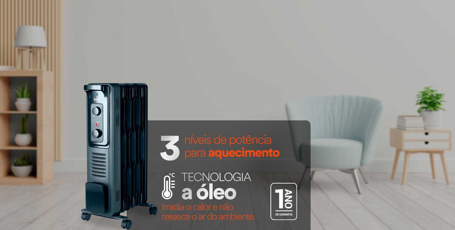 Aquecedor Elétrico a Óleo EOS Comfort Heat Preto 1500W EAQ02O