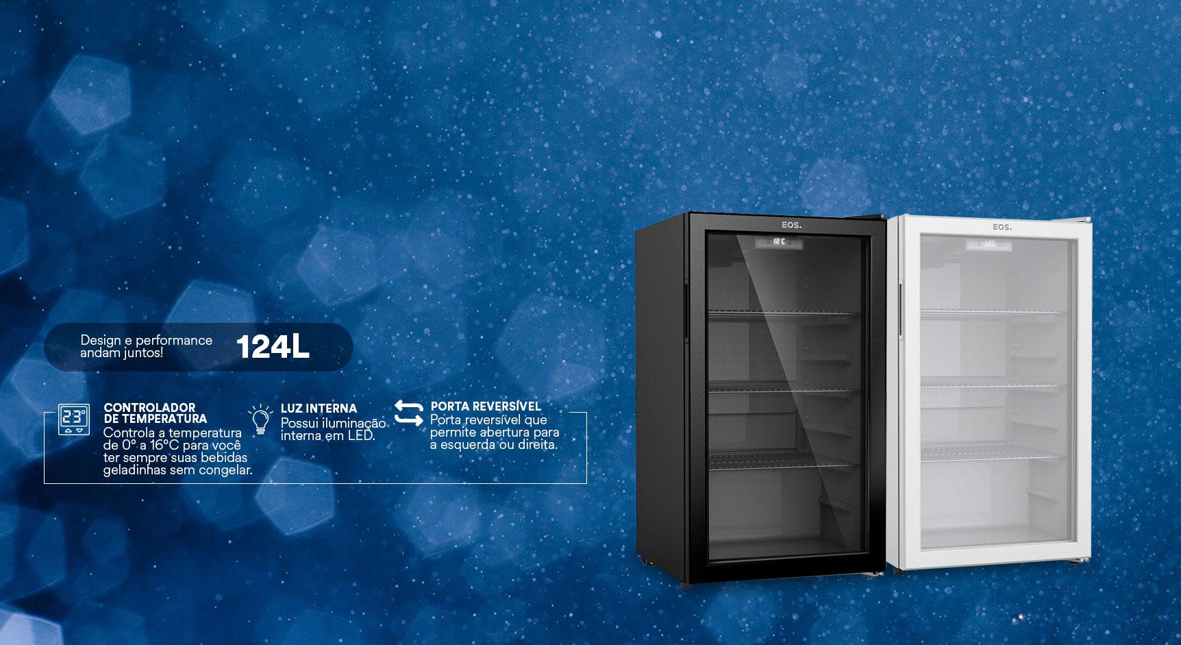 Refrigerador Expositor Vertical EOS 124 Litros Eco Gelo EEV120P / EEV120B