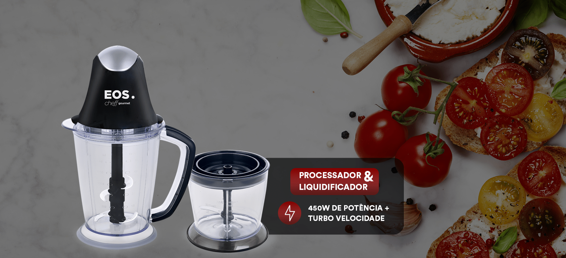 Processador e Liquidificador EOS 2 em 1 Multiblender 1,5L 450W ELQ01
