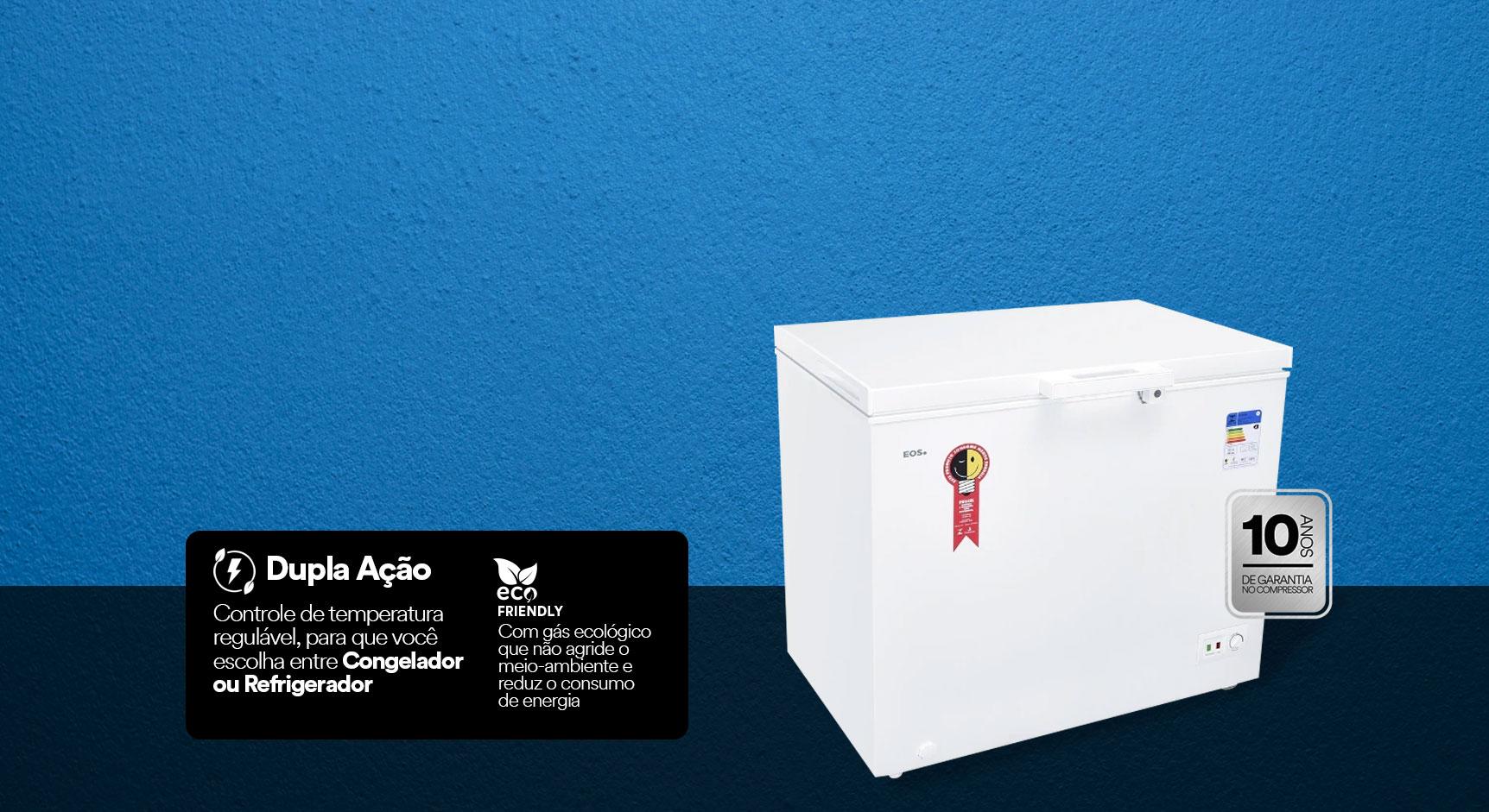 Freezer e Conservador Horizontal EOS EcoGelo 205 Litros EFH300X