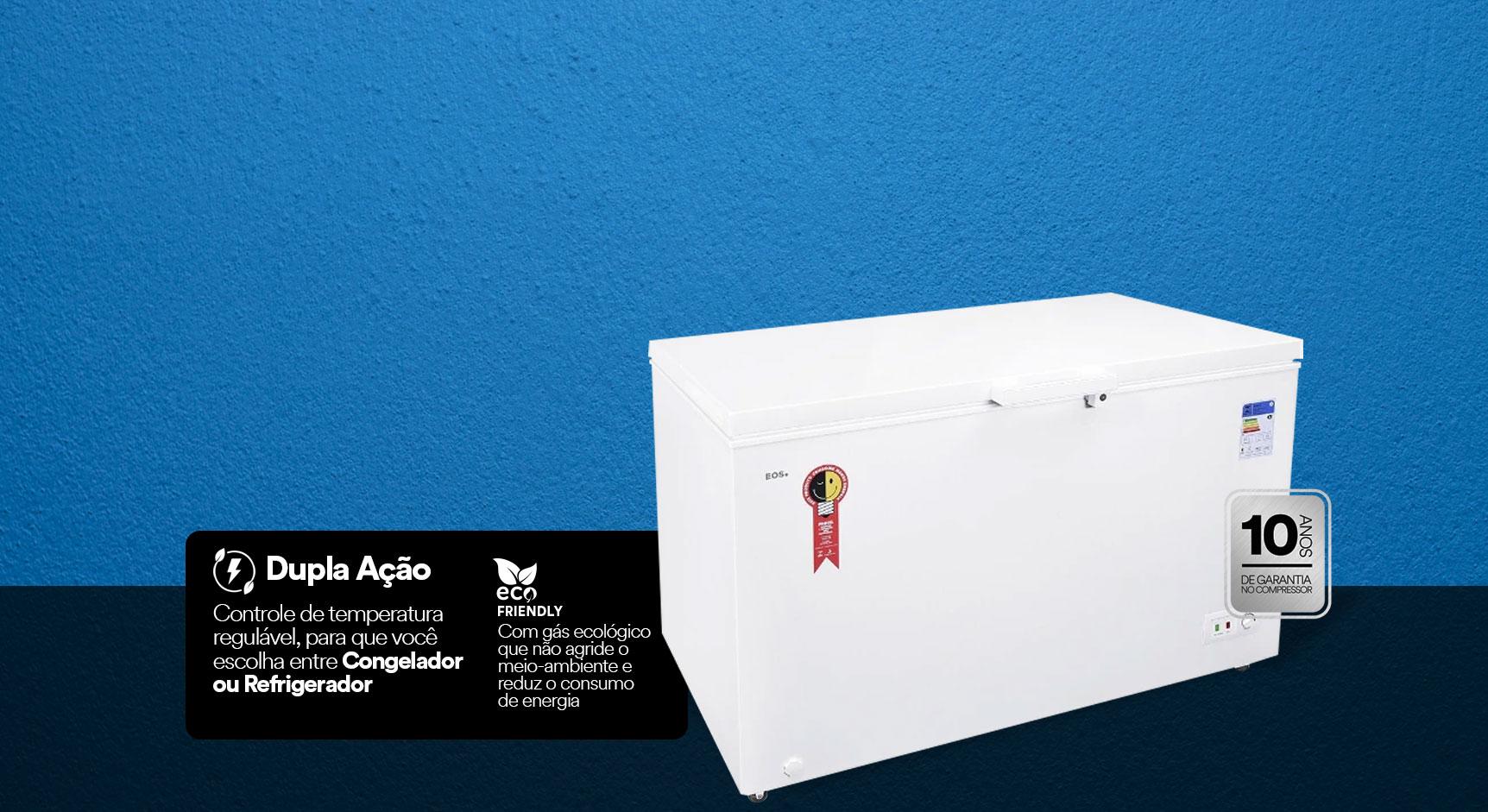 Freezer e Conservador Horizontal EOS EcoGelo 398 Litros EFH450X