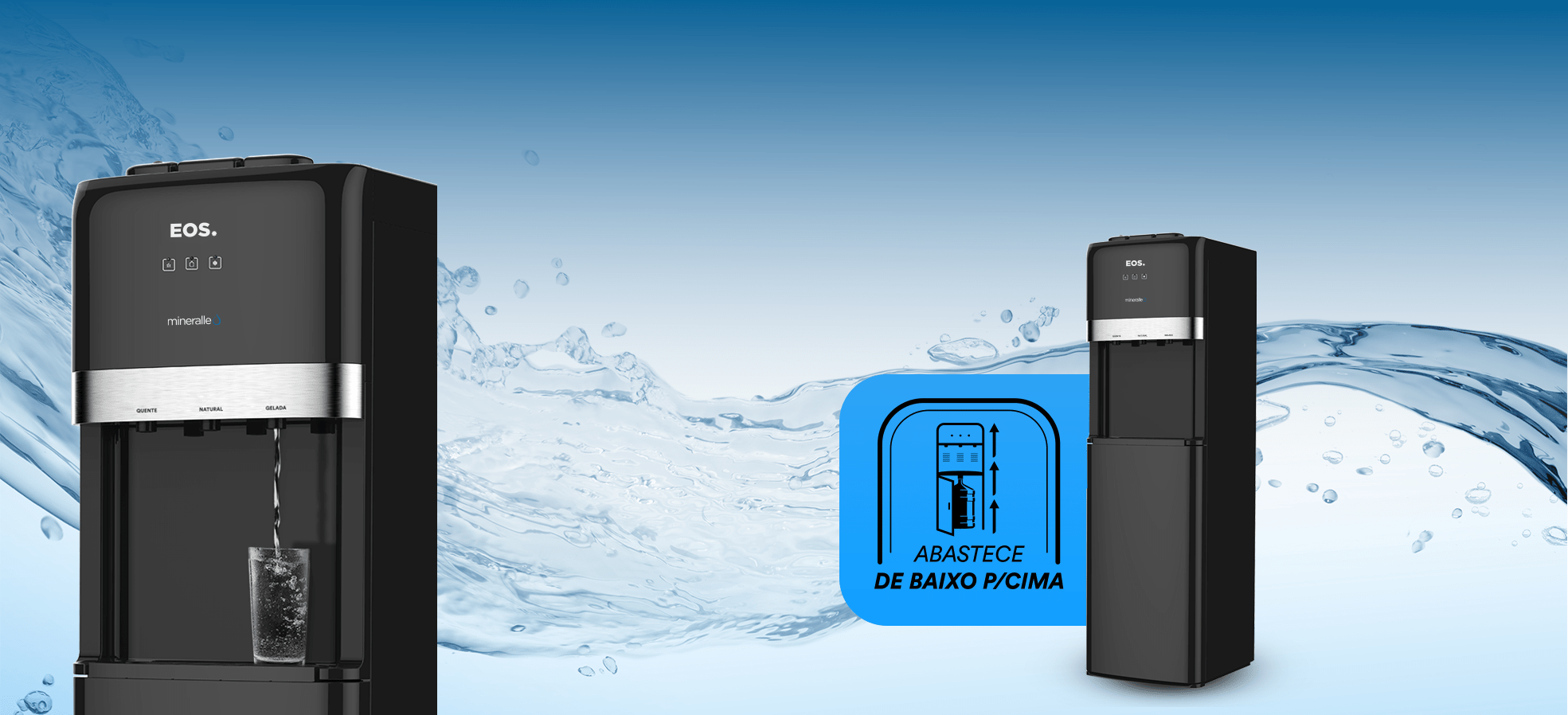 Bebedouro de Coluna para Garrafão Quente e Frio EOS Mineralle Compressor EBC02CP