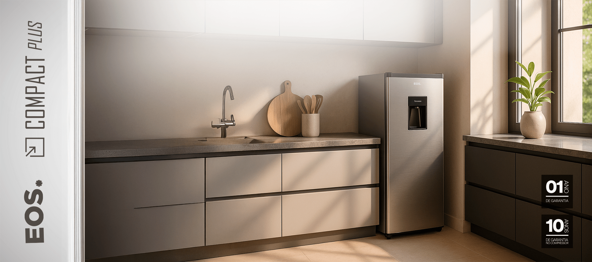REFRIGERADORES VERTICAIS COM DISPENSER DE ÁGUA NA PORTA EOS 190L ERV200